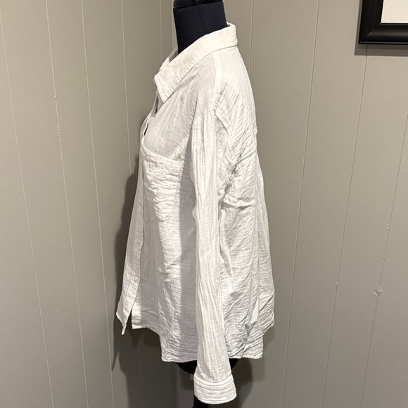 B22 Quince Women's Large Organic White Button-Down Shirt Preppy Casual - Picture 6 of 7